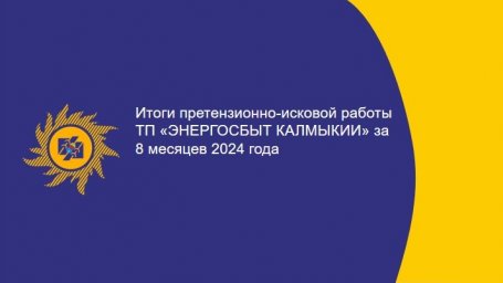 Итоги претензионно-исковой работы ТП «Энергосбыт Калмыкии» за 8 месяцев 2024 года