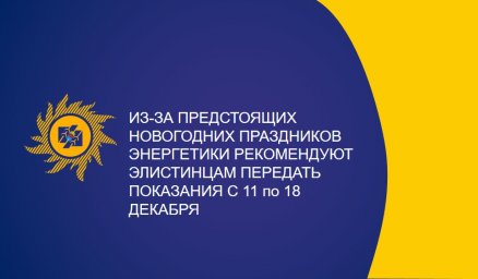 Из-за предстоящих новогодних праздников энергетики рекомендуют элистинцам передать показания с 11 по 18 декабря