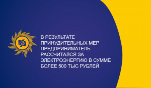В результате принудительных мер предприниматель рассчитался за электроэнергию в сумме более 500 тыс рублей