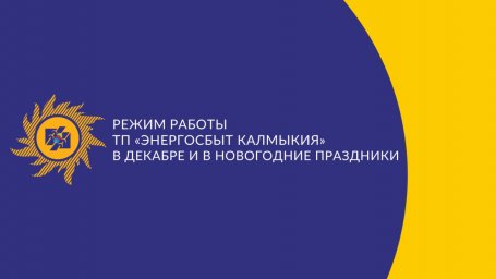 Режим работы ТП «Энергосбыт Калмыкии» АО «Читаэнергосбыт» в декабре и новогодние праздники