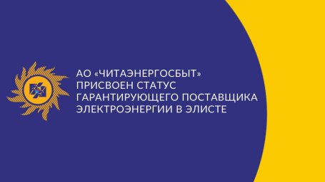 АО «Читаэнергосбыт» присвоен статус гарантирующего поставщика электроэнергии в Элисте